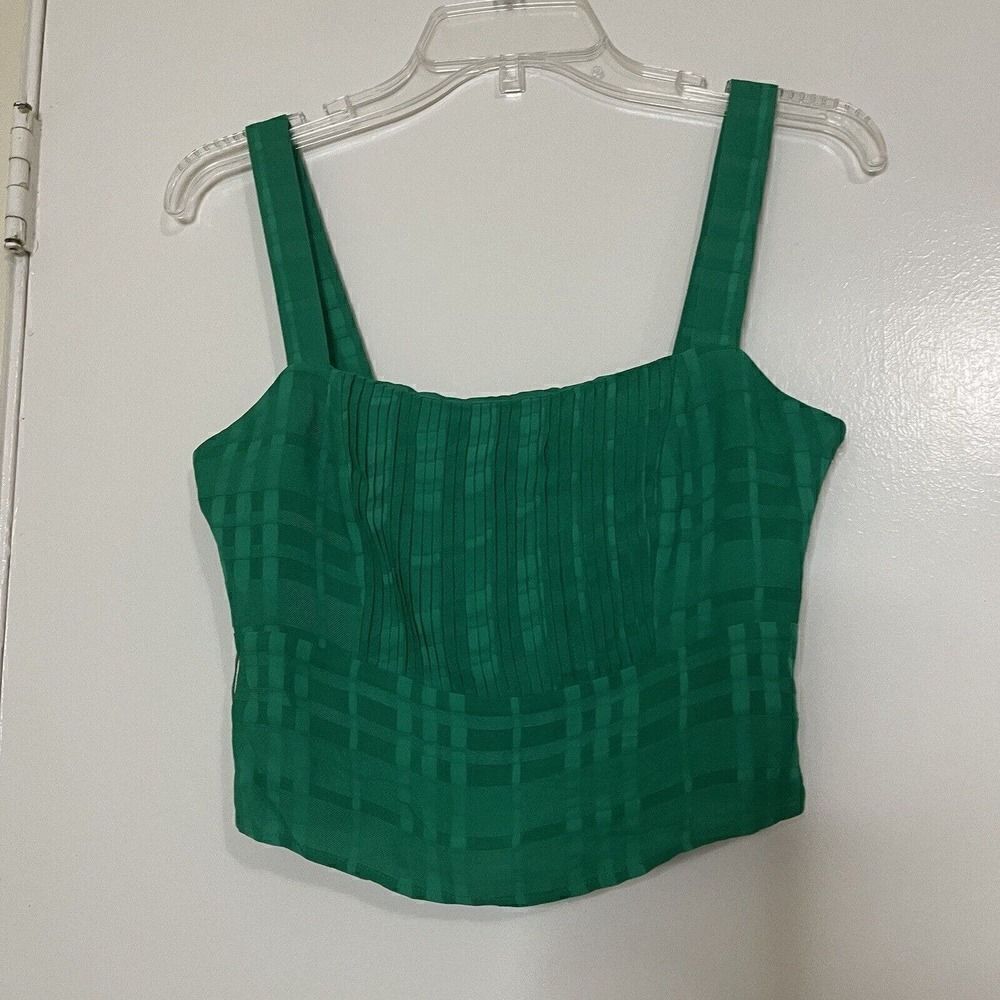 ASOS Privacy Please Green cropped pleated tank size US XS